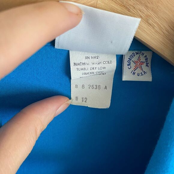 VTG Applause III by Marge Kane Sz 12 Short Sleeve Blue Button Blouse USA Sailor - Picture 8 of 8